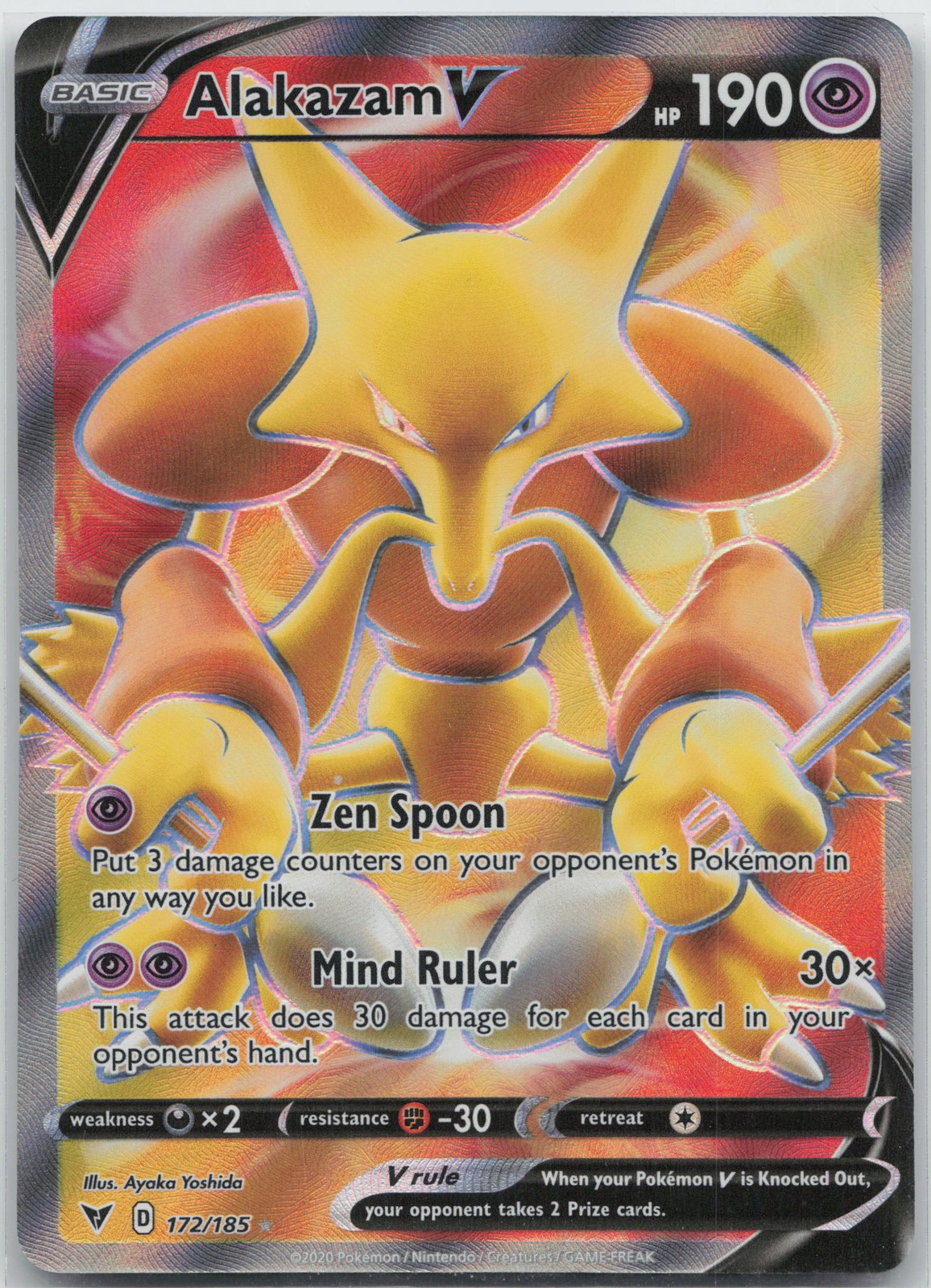 Alakazam V (Full Art) Ultra Rare SWSH04: Vivid Voltage 172/185 NM