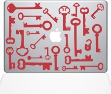 The Decal Guru Skeleton Keys MacBook Decal Vinyl Sticker - 12" MacBook - Red