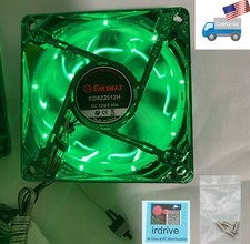 NEW Enermax 80mm x 25mm Green 3pin LED Smart Case Cooling Fan  Thermal Control