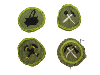 4 vintage merit badges BSA Boy Scouts of America cooking pioneering home repair