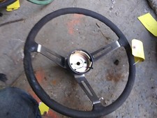 Vintage Steering Wheel 3 Spoke Chrome Chewed Padding Vintage Steering Wheel 3 Spoke Chrome Chewed Padding