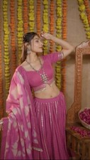 Latest New Cotton Lehenga Choli With Pink Dupatta For Indian Party Wear