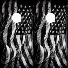 Black and white Flag Cornhole Board Wrap LAMINATED Wraps Decals Vinyl skin