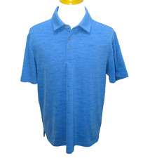 CHAMPION Men's Size Large Solid Blue Short Sleeve Duo Dry Blend Polo Shirt Top
