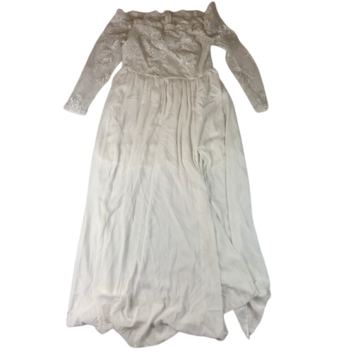 Womens Long White Lace Wedding Dress 100% Polyester