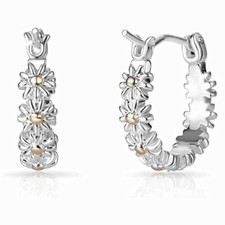 Fashion Flower Hoop Earring Women 925 Silver Party Wedding Engagement Jewelry
