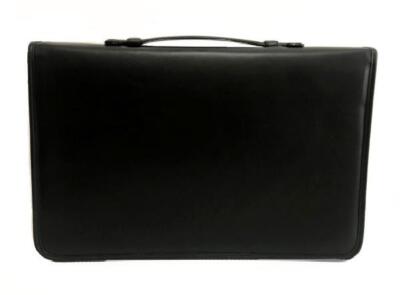 NWT Coach Vintage Black Leather LG Zip Top Handle Portfolio