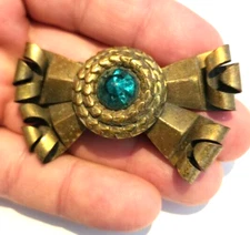 Needed Aqua jewel Metal Pinback Lapel Brooch