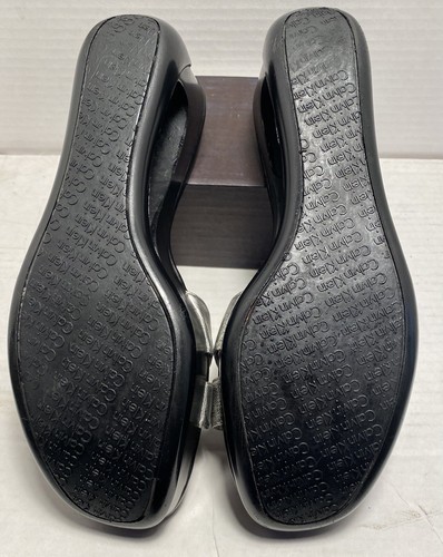 CALVIN KLEIN YANNI 11 M SILVER LEATHER PLATFORM SLIDE SANDALS # 910 - Picture 4 of 5