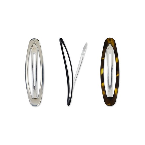 Scunci Elevated Basics No Damage No Slip Grip Oval Hair Clips, Assorted, 3-Pack - 第 2/3 張圖片