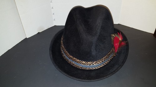 Mallory Fifth Avenue New York Size 7 Vintage Fedora Hat with Feather pin - Picture 3 of 6