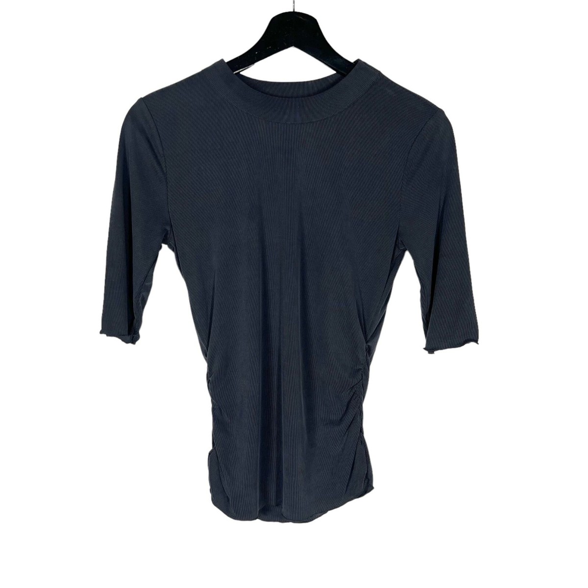 Free People Intimately Charcoal Grey Crew Neck Half Sleeve Ribbed Top Medium