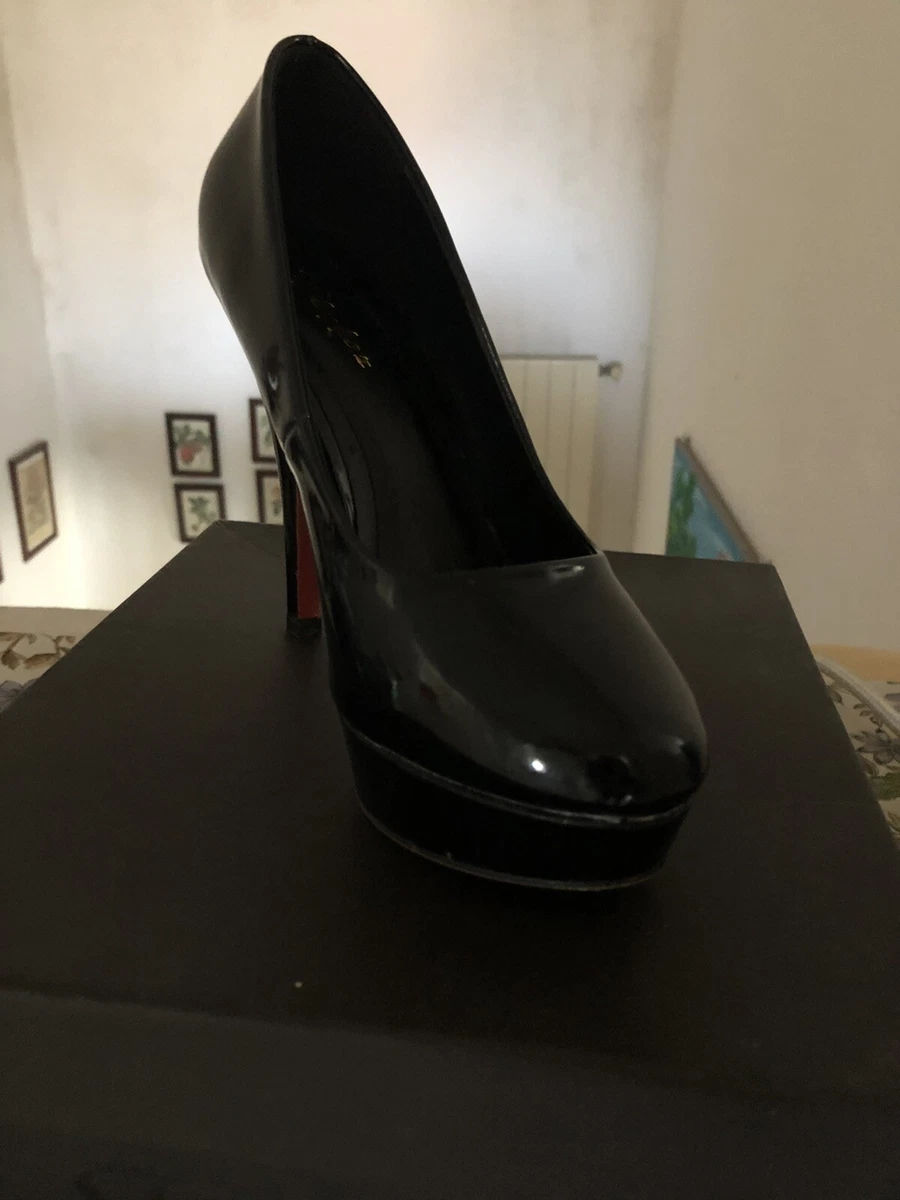 SCARPE DONNA CON PLATEAU DECOLLETE NERE ALTE In Vernice N 37