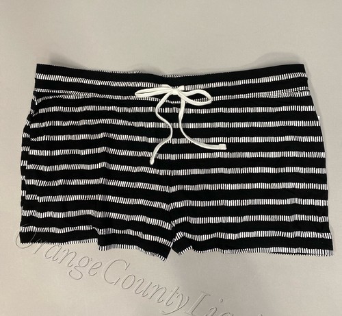 Women's Alfani Ultra-Soft Pajama Short Set Black White Stripe XXL Pj's Lounge - Picture 3 of 11