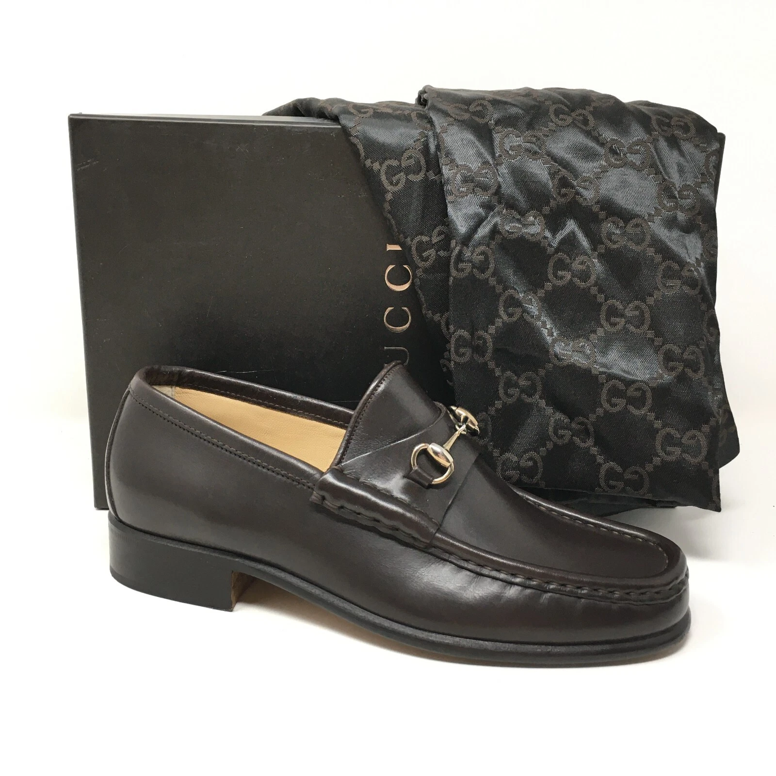 Mocassins Gucci Horsebit chaussures plates femme pointure 5,5 C large cuir marron à enfiler