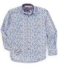 Luchiano Visconti Dot Check Long Sleeve Woven Button Down Shirt Size M.