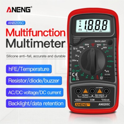 Digital Multimeter AC/DC Ammeter Volt Ohm Tester Multimetr With Thermocouple LCD
