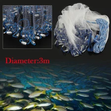 10FT Fishing Cast Net Bait Easy Throw Hand Cast Strong Nylon Trap Line Mesh USA