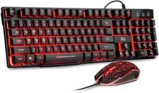 Gaming Keyboard & Mouse Combo - LED Backlit Set for Office or PC Gaming