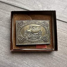Vtg Henry Ford Detroit Solid Brass Belt Buckle-Model T Record Year-Automobiels..
