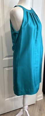 J. CREW NWT 100% Silk Swoop Dress Keyhole Back Lined Coral Blue Holidays Size 4