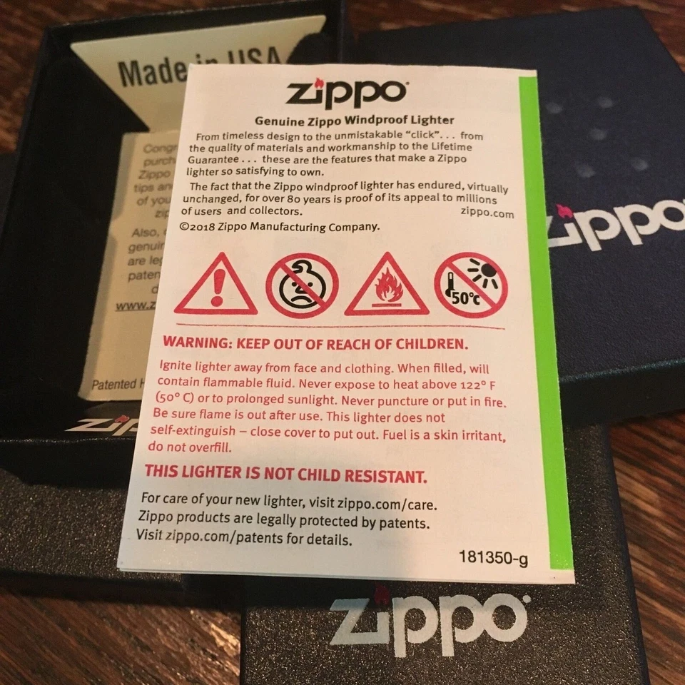 ENCENDEDOR lote de 100 CAJAS VACÍAS ZIPPO ORIGINALES CON PAPELES EE. UU. Foto 2 de 4
