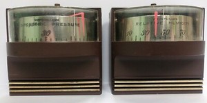 Vintage-1967-Westclox-Weather-Mates-Barometer-amp-Relative-Humidity-Devices-Gauges