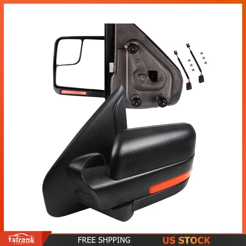 Pair Power Heated Puddle Light Side Signal Tow Mirrors For 04-14 Ford F-150