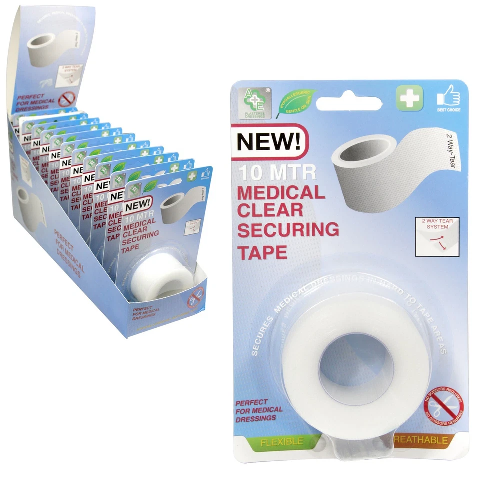 A&E Clear Medical Secure Hospital Adhesive Breathable Tape First Aid Bandage 10m
