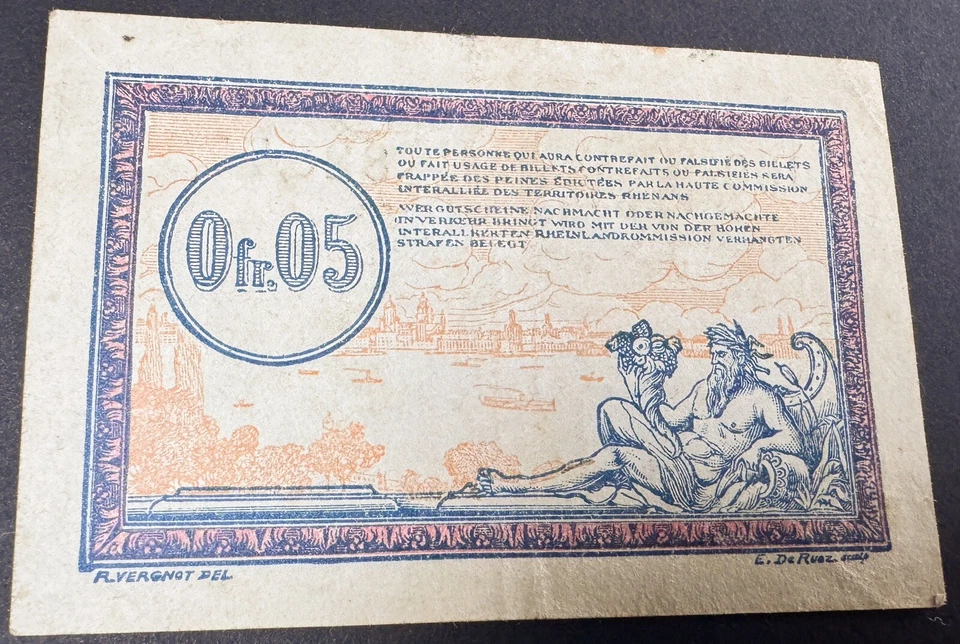 France Chemin de Fer 0,05 francs 1923 Occupied Territories Railways P-R1 - Image 3 of 3