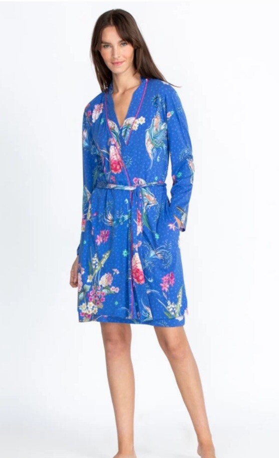 Johnny Was Revive Blue Floral Robe Size Medium