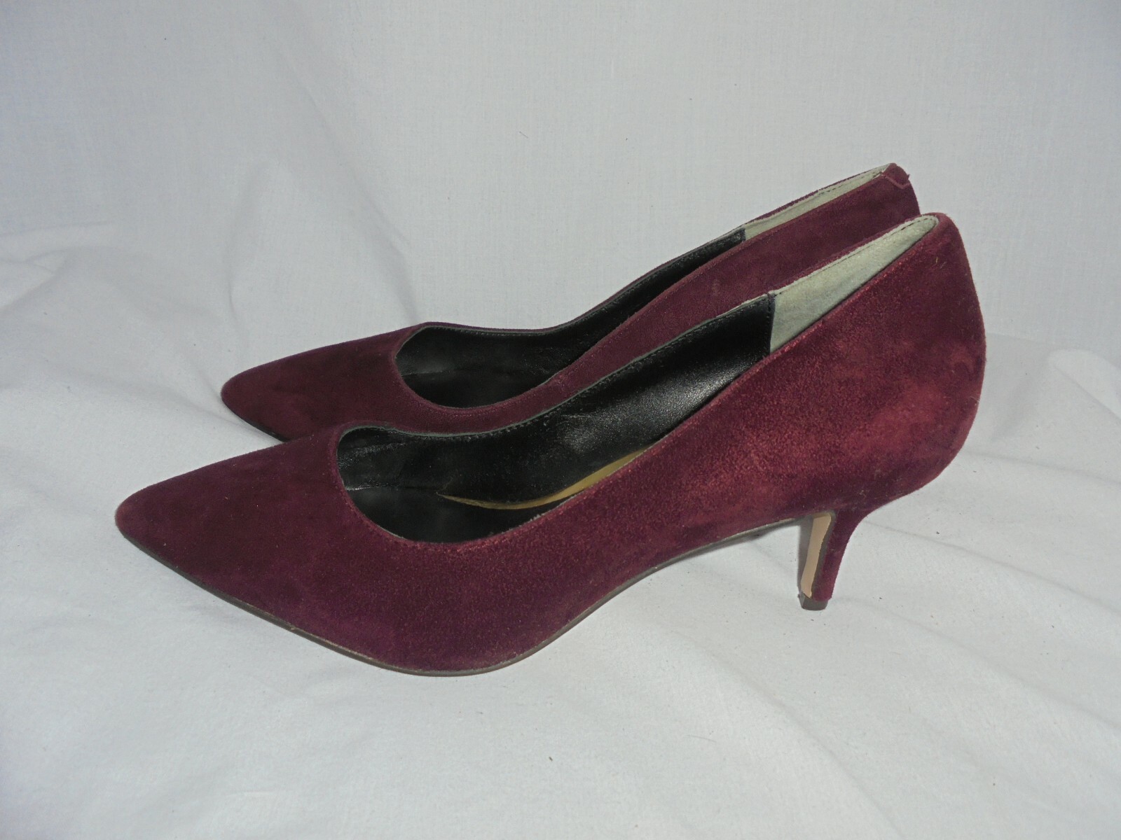 REISS  WOMEN BURGUNDY LEATHER SLIP ON HEEL SHOE SIZE UK 3 EU 36 VGC RRP £132.00