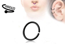 Nose Hoop Split Ring Annealed 20 Gauge 1/2" Titanium Black IP 