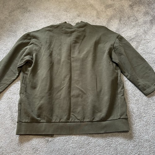 ASOS Khaki-Green Crew-Neck 3/4 Sleeve Jumper Open Slit 100% Cotton | Size S - Picture 7 of 7