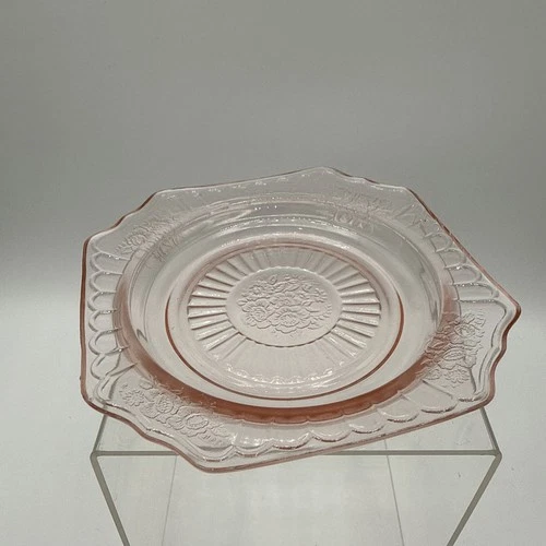 Vintage Anchor Hocking Pink Mayfair Open Rose Bread Dessert Plate 5.75" MCM