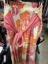 Joe Boxer Top Large XL Bathing Suit Top Pink Floral Dress Beach Towel Wrap Sale