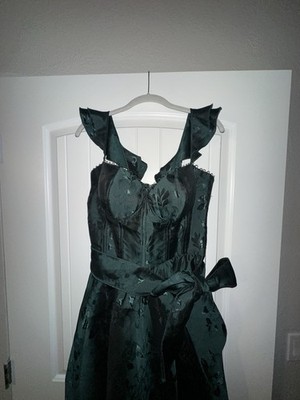 V. CHAPMAN VERA RUFFLE-STRAP CORSET SIDE-SLIT MIDI DRESS | eBay