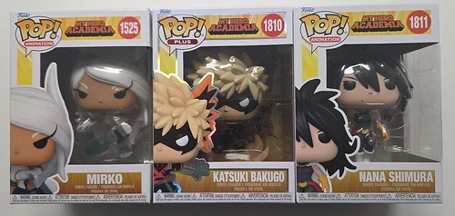 3 FUNKO POP MY HERO ACADEMIA 1525 MIRKO 1810 BAKUGO POP PLUS 1811 NANA SHIMURA
