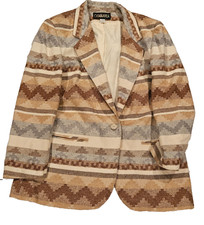 Casablanca Blazer Womens 12 Brown Southwestern Woven Single Button Jacket