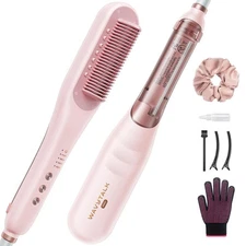 Pro Steam Hair Straightener Brush, 3-in-1 with Steam, Pink, Fast Styling