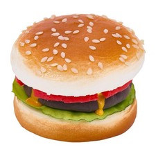 2Pcs Artificial Hamburger Realistic Fake Food Bread Model PU Leather Faux Ham...