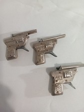 Vtg 1950s Toy Cap Pistol Hawk Die Cast Pressed Metal Japan Working Lot Of 3