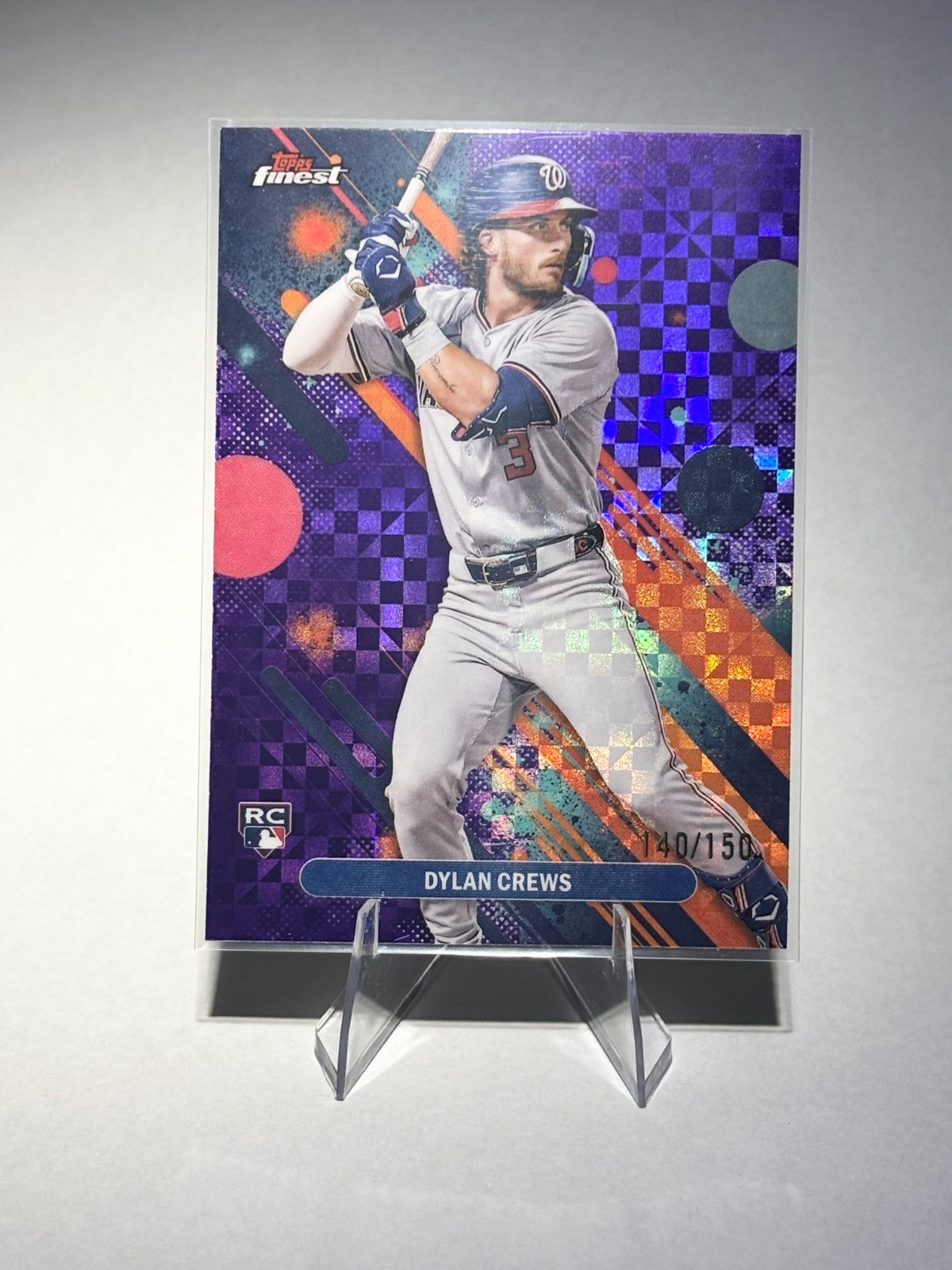 2025 Topps Finest Dylan Crews Purple X-Fractor Common /150 (RC) Nationals #34