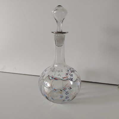Vintage Glas Karaffe/Karaffe & Stopfen Blumenmuster