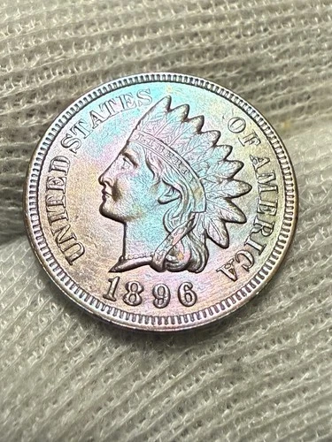 * 1896 * SUPERB+ GEM BU MS INDIAN HEAD PENNY * TOUGH DATE Toned