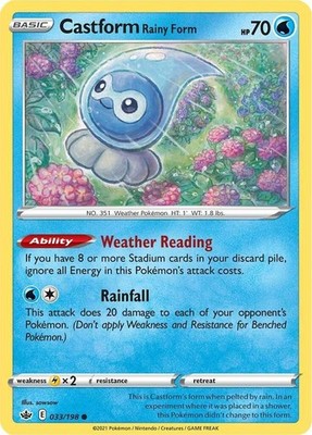 Castform Rainy Form 033/198 Swsh06: Sword & Shield - Chilling Reign Regular