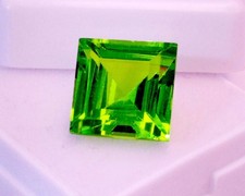 Princess Cut 10-12 Ct Peridot Green Natural Certified Loose Gemstone RK028