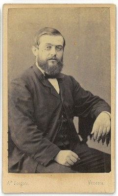 754-CDV Albumin Carte de Business Man jacket butterfly beard ph Sorgato Venezia