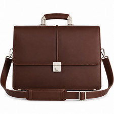 Leather Laptop Bag Men's Briefcase Business Document Messenger Shoulder Bag 17"