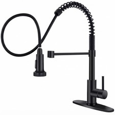 Matte Black Commercial Kitchen Faucet with Pull Down Sprayer 360 Swivel